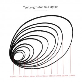 GT2 Closed-Loop Timing Belt Rubber Synchronous Belts W=6mm L=110/112/158/200/280/400/610/852/1220mm 3D Printer Parts Kits Pack of 2pcs