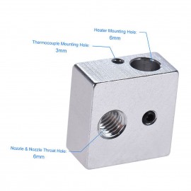 2Pcs/Set 0.4mm Brass Nozzle Extruder Print Head + Heater Block Hotend + 1.75mm Throat Tubes Pipes for Anet A8 A6 Ender 3 3D Printer Accessories