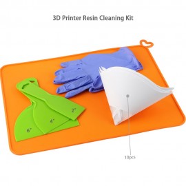 3D Printer Resin Cleaning Kit 2/4/6 Inch Removal Shovel Paper Funnel Slicone Slap Mat Glove for DLP SLA LCD 3D Printer