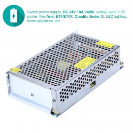 DC 24V 240W 10A Universal Regulated Switching Power Supply Compatible with Anet ET4 ET4X Creality Ender 3 3D Printer LED Strip Light Computer Project