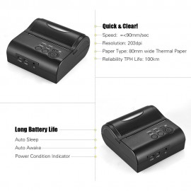 POS-8001DD 80mm Mini Portable Wireless USB Thermal Printer Receipt Bill Ticket POS Printing for Android iOS Windows
