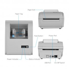 9210L Multifunction Desktop 110mm Thermal Paper Printer Barcode Label Printer USB BT   Communication Interface Label Maker for Warehousing Manufacturing Industry Specimen Marking Price Tag Printing EU Plug