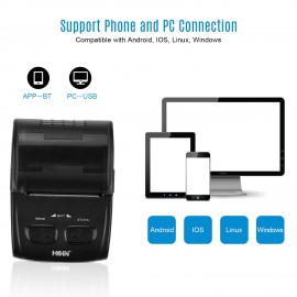 Portable 58mm Thermal Receipt Printer Handheld Barcode Printer USB BT Connection Wireless Support ESC/POS Command Compatible with Windows Linux Android IOS for Supermarket Store Restaurant