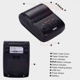 Portable 58mm Thermal Receipt Printer Handheld Barcode Printer USB BT Connection Wireless Support ESC/POS Command Compatible with Windows Linux Android IOS for Supermarket Store Restaurant