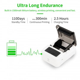 Portable Thermal Printer Handheld Label Printer 203dpi Support 20-50mm Paper Width Multiple Language Print Use with APP for Jewelry Clothes Tag Comaptible with Android iOS Smartphone