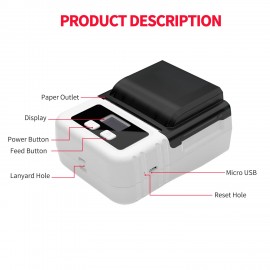 Portable Thermal Printer Handheld Label Printer 203dpi Support 20-50mm Paper Width Multiple Language Print Use with APP for Jewelry Clothes Tag Comaptible with Android iOS Smartphone