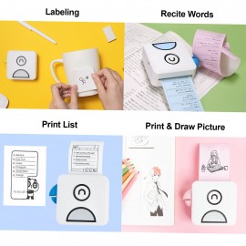 L1 Pocket Thermal Photo Printer 200dpi Portable BT Wireless Receipt Label Sticker Maker for Work Plan Memo Study Notes Lists Journal Printing Compatible with Android iOS Smartphone