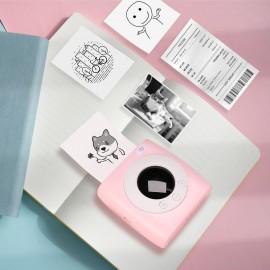 Pocket Printer BT Wireless Thermal Printer Portable Mobile Printer 300dpi for Photo Picture Receipt Memo Note Label Sticker with Clock Function Compatible with Android iOS Windows Mac