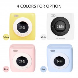 Pocket Printer BT Wireless Thermal Printer Portable Mobile Printer 300dpi for Photo Picture Receipt Memo Note Label Sticker with Clock Function Compatible with Android iOS Windows Mac