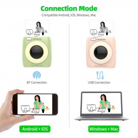 Pocket Printer BT Wireless Printer Portable Thermal Printer 300dpi for Photo Picture Receipt Memo Note Label Sticker Compatible with Android iOS Windows Mac