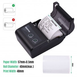 Portable 58mm 2 Inches Wireless BT Thermal Bill Receipt Printer Mini Mobile POS Printer Support ESC/POS Print Command Compatible with Android iOS Windows for Restaurant Supermarket Retail Store Small Business