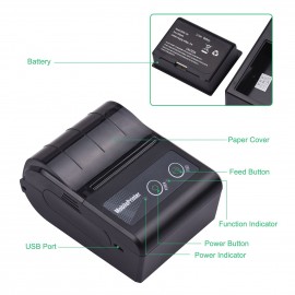Portable 58mm 2 Inches Wireless BT Thermal Bill Receipt Printer Mini Mobile POS Printer Support ESC/POS Print Command Compatible with Android iOS Windows for Restaurant Supermarket Retail Store Small Business