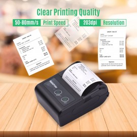 Portable 58mm 2 Inches Wireless BT Thermal Bill Receipt Printer Mini Mobile POS Printer Support ESC/POS Print Command Compatible with Android iOS Windows for Restaurant Supermarket Retail Store Small Business