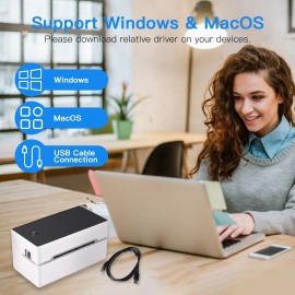 Desktop Shipping Label Printer High Speed USB Direct Thermal Printer Label Maker Sticker 40-80mm Paper Width for Shipping Postage Barcodes Labels Printing Compatible with Amazon Ebay Shopify FedEx USPS Etsy