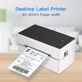 Desktop Shipping Label Printer High Speed USB Direct Thermal Printer Label Maker Sticker 40-80mm Paper Width for Shipping Postage Barcodes Labels Printing Compatible with Amazon Ebay Shopify FedEx USPS Etsy