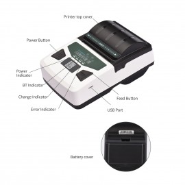Portable BT Label Maker USB Wireless Thermal Receipt Printer BT Connection Use with APP Compatible with iOS Android Smartphone Adjustable Paper Width for Clothing Jewelry Supermarket Retail Store Barcodes Price Name Printing