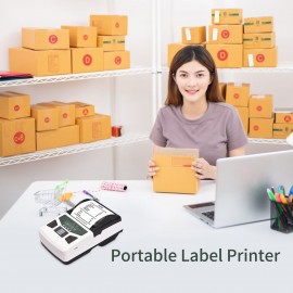 Portable BT Label Maker USB Wireless Thermal Receipt Printer BT Connection Use with APP Compatible with iOS Android Smartphone Adjustable Paper Width for Clothing Jewelry Supermarket Retail Store Barcodes Price Name Printing