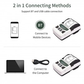 Portable BT Label Maker USB Wireless Thermal Receipt Printer BT Connection Use with APP Compatible with iOS Android Smartphone Adjustable Paper Width for Clothing Jewelry Supermarket Retail Store Barcodes Price Name Printing