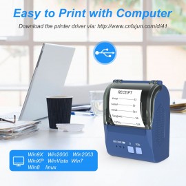 58mm Portable Mini Thermal Receipt Printer USB & BT Connection 2 inches Wireless Printer High Speed with 1 Roll Paper Inside Compatible with iOS Android Windows for Restaurant Sales Retail Shop
