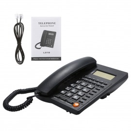 Desktop Corded Telephone Landline Telephone with Caller Identification LCD Screen Adjustable Brightness Black(US Telephone Line)