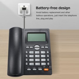 Desktop Corded Telephone Landline Telephone with Caller Identification LCD Screen Adjustable Brightness Black(US Telephone Line)