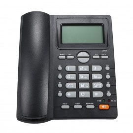 Desktop Corded Telephone Landline Telephone with Caller Identification LCD Screen Adjustable Brightness Black(US Telephone Line)