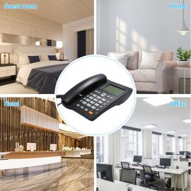 Desktop Corded Telephone Landline Telephone with Caller Identification LCD Screen Adjustable Brightness Black(US Telephone Line)