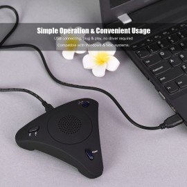 USB Desktop Computer Conference Omnidirectional Condenser Microphone Mic Speaker Speakerphone 360° Audio Pickup Plug & Play for Business Video Meeting