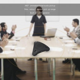 USB Desktop Computer Conference Omnidirectional Condenser Microphone Mic Speaker Speakerphone 360° Audio Pickup Plug & Play for Business Video Meeting