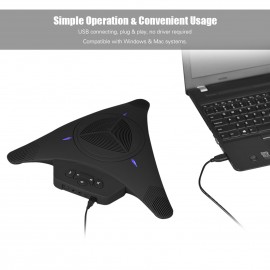 High-power Conference Omnidirectional Condenser Microphone Mic Speaker Speakerphone USB Plug & Play 360° Audio Pickup for Business Video Meeting