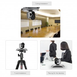 1080P HD Conference Camera USB Plug & Play 3X Zoom 360° Rotation with Remote Control Power Adapter for Video Meetings Training Teaching