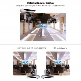 1080P HD Conference Camera USB Plug & Play 3X Zoom 360° Rotation with Remote Control Power Adapter for Video Meetings Training Teaching