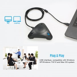 USB Conference Computer Microphone VOIP Omnidirectional Desktop Wired Microphone Built-in Speaker Support Volume Control Mute Function Plug & Play for PC Laptop Office Meeting Video Conference Recording Chatting Online Class Music Playing