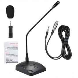 Computer Microphone Professioinal Wired Desktop Conference Microphone Adjustable Neck for PC Laptop Speaker Mixer Conference Speech Recording Broadcasting Online Voice Chatting