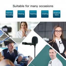 3.5mm Plug Mini Lavalier Lapel Microphone with Clip Omnidirectional Condenser Mic for Smartphone Computer PC Laptop Interview Recording Live Streaming Video Conference Online Classes