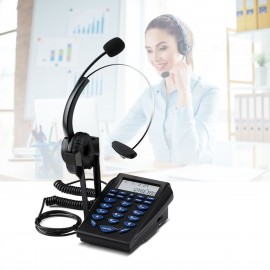 Call Center Telephone Dialpad Corded Telephone with Noise Cancelling Monaural Headset Clear Voice Quality Caller ID Redial for Office Home Telephone Set