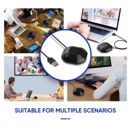 Portable USB Conference Microphone 360° Omnidirectional Condenser Computer PC Mic with Touch Mute Plug and Play Compatible with Windows MacOS for PC Laptop Video Conference Chatting Gaming Recording Online Class Skype