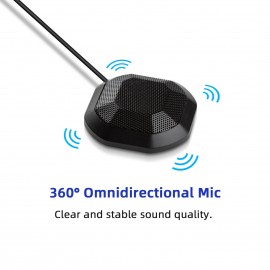 Portable USB Conference Microphone 360° Omnidirectional Condenser Computer PC Mic with Touch Mute Plug and Play Compatible with Windows MacOS for PC Laptop Video Conference Chatting Gaming Recording Online Class Skype