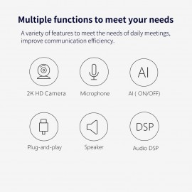 2K Webcam 3-in-1 HD Video Conference Camera with Microphone and Speaker AI Face Tracking Auto Focus 360° Voice Pickup 4 Megapixel USB Plug & Play Compatible with Windows Android Mac for Video Conference/Online Course/Live Streaming