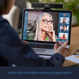 2K Webcam 3-in-1 HD Video Conference Camera with Microphone and Speaker AI Face Tracking Auto Focus 360° Voice Pickup 4 Megapixel USB Plug & Play Compatible with Windows Android Mac for Video Conference/Online Course/Live Streaming