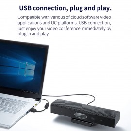 2K Webcam 3-in-1 HD Video Conference Camera with Microphone and Speaker AI Face Tracking Auto Focus 360° Voice Pickup 4 Megapixel USB Plug & Play Compatible with Windows Android Mac for Video Conference/Online Course/Live Streaming