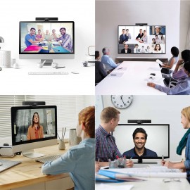 2K Webcam 3-in-1 HD Video Conference Camera with Microphone and Speaker AI Face Tracking Auto Focus 360° Voice Pickup 4 Megapixel USB Plug & Play Compatible with Windows Android Mac for Video Conference/Online Course/Live Streaming