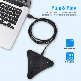 USB Speakerphone Conference Microphone with Speaker 360° Omnidirectional Mic Echo Cancellation PC Computer Laptop Microphone with Mute Function Volume Adjustment Plug & Play for Office Home Business Skype Chatting Video Conference Gaming Online Class