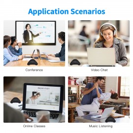 USB Speakerphone Conference Microphone with Speaker 360° Omnidirectional Mic Echo Cancellation PC Computer Laptop Microphone with Mute Function Volume Adjustment Plug & Play for Office Home Business Skype Chatting Video Conference Gaming Online Class