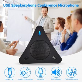 USB Speakerphone Conference Microphone with Speaker 360° Omnidirectional Mic Echo Cancellation PC Computer Laptop Microphone with Mute Function Volume Adjustment Plug & Play for Office Home Business Skype Chatting Video Conference Gaming Online Class