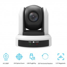 Conference PTZ Camera Wall Mount Cam 10X Optical Zoom USB Conection with Remote Controller Plug & Play Compatible with Windows Mac for Zoom Skype Video Meeting Online Teaching Training Live Webcasting