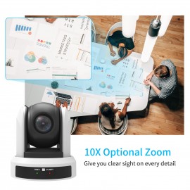 Conference PTZ Camera Wall Mount Cam 10X Optical Zoom USB Conection with Remote Controller Plug & Play Compatible with Windows Mac for Zoom Skype Video Meeting Online Teaching Training Live Webcasting