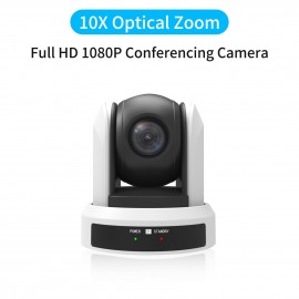 Conference PTZ Camera Wall Mount Cam 10X Optical Zoom USB Conection with Remote Controller Plug & Play Compatible with Windows Mac for Zoom Skype Video Meeting Online Teaching Training Live Webcasting