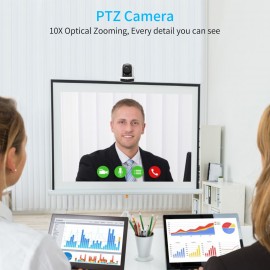 Conference PTZ Camera Wall Mount Cam 10X Optical Zoom USB Conection with Remote Controller Plug & Play Compatible with Windows Mac for Zoom Skype Video Meeting Online Teaching Training Live Webcasting