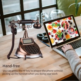 Corded Phone Vintage Retro Style Telephone Desk Landline Phone Support Hands-Free/Redial/Flash/Speed Dial/Ring Volume Control for Elderly Seniors Home Office Business Hotel Cafe Bar Old Fashioned Decoration